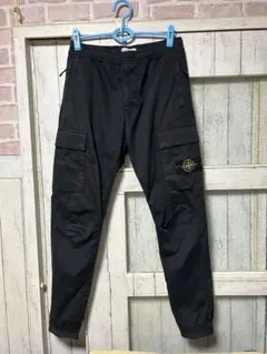 ストーンアイランド　stone island カーゴパンツ　ブラック　リブ付き