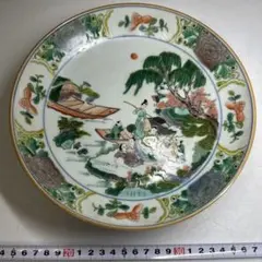 中国美術　大清康熙年製粉彩人物画皿A 直径約22.5㎝　東Y8-0828①タサコ 中国美術 大清康熙年製粉彩人物画皿A 直径約22.5㎝ 東Y8-0828①タサコ