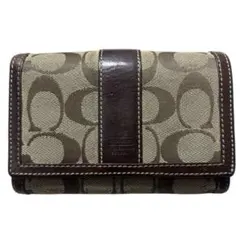 【正規品】COACH 二つ折り財布 シグネチャー 茶