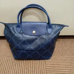 Longchamp 　ロンシャン　トートバッグ ネイビー　格子柄のサムネイル