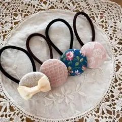 超お買い得♡お揃い リバティ うさみみリボン、くるみボタン 贅沢4個