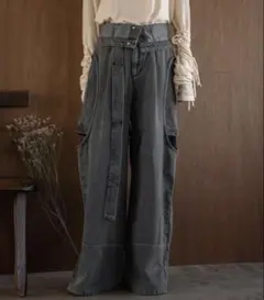 マイディール　カットアウトデザインワイドデニムパンツ　mideal