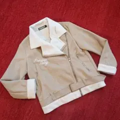 美品　フェイクムートン　ライダースジャケット　ベージュ　かっこいい