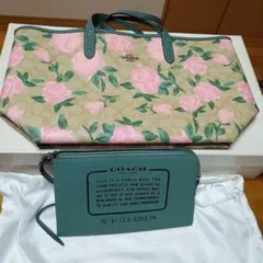 COACH トートバッグ ポーチ付き 花柄
