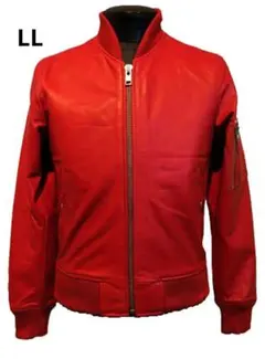 LL 真っ赤な MA-1 本革 フライトジャケット ミリタリー 牛革 ライダース