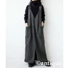 antiqua ブラックデニムサロペスカート ヴィンテージブラック