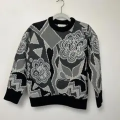 CLANE 花柄 ジャガード ニット セーター グレー