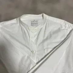 ホワイト バンドカラー シャツ M
