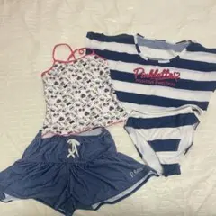 女の子向け水着セット（タンクトップ・ショートパンツ・ビキニ）