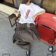 nugu チェックストレスバンディングパンツ