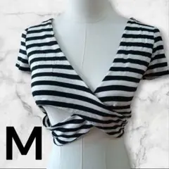 【美品】ゼブラ柄トップス白黒半袖春夏クルーネックセクシー