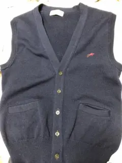 2\8まで‼️メンズ 前開きニットベスト ネイビー　Lサイズ