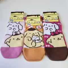 新品 ポムポムプリン 靴下ソックス ３足セット 2016年23-25cmサンリオ