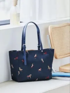 美品】 russet ラシット 馬柄 トートバッグ レザーハンドル ナイロン 