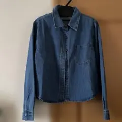 デニムブルー 長袖シャツ 胸ポケット付き