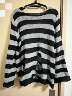 y2k ダメージニット グランジ ギャル スカル パンクロック ボーダー