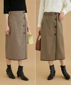 【美品】ロペピクニック リバーシブル ラップスカート ブラウン 38