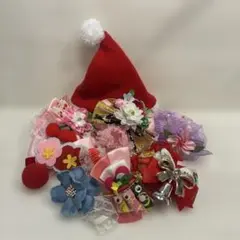 サンタ帽とカラフルヘアアクセサリーセット
