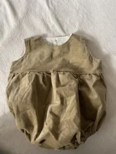 ハンドメイド　ベビー　ベージュ コーデュロイロンパース