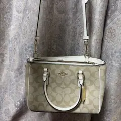 COACH コーチ シグネチャー 2WAY ショルダーバッグ ベージュ ホワイト