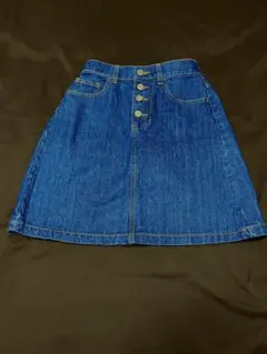 デニムブルー ボタンフロント Aラインスカート