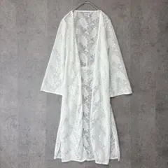 FIG&VIPER総レース ロングガウン ホワイト 羽織 リーフ柄 ビーチのサムネイル
