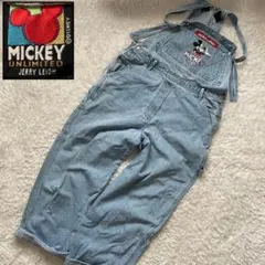 Disney ディズニー　ヴィンテージ　デニム　オーバーオール　刺繍　ミッキー