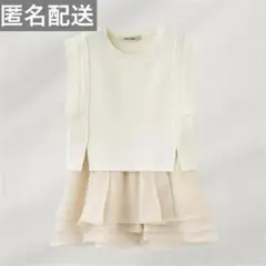 【美品】【cocodeal】オーガンジーペプラムドッキングニット バターイエロー