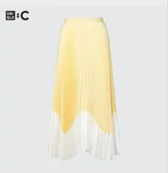 ユニクロC プリーツカラーブロックスカート イエローSのサムネイル