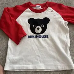 MIKIHOUSE クマの顔プリント 長袖Tシャツ 70-80