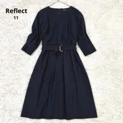 リフレクト　Reflect ストライプワンピース　ベルト付き　紺　七分袖　11