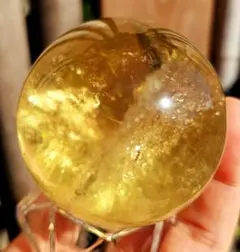 金運アップ‼️虹入りマダガスカル産 天然シトリン丸玉 貫入水晶