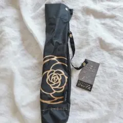 mabu　折り畳み傘　袋　ブラック　薔薇　花柄　金黒