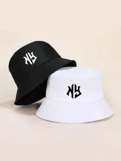 ロゴ　バケットハット　ホワイト　ユニセックス 頭周り57cm