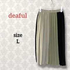 ディアフル【L】グラデーションプリーツスカート カーキ オリーブ フェミニン
