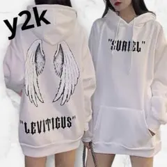 平成ギャル 英字 ロゴ 羽 裏起毛 薄手 パーカー ワンピ 韓国 y2k