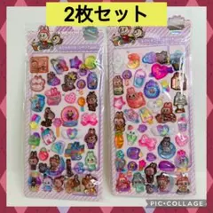 ① 2枚　ラブブ　ボンボンドロップ　シールLABUBU 立体　3D　ぷくぷく