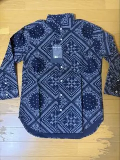 七分丈 シャツ 長袖シャツ ネイビー ペイズリー柄 柄シャツ Sのサムネイル