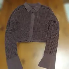 FRAY I.D ダークブラウン メッシュ編み 長袖カーディガン