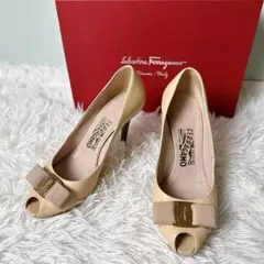 サルヴァトーレフェラガモ ハイヒール ヴァラリボン オープントゥ 6 1/2