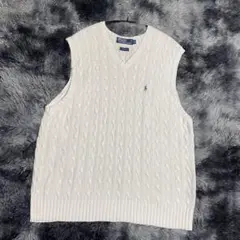 ポロ　ラルフローレン　コットン　ケーブルニット　ベスト　ジレ　XL メンズ
