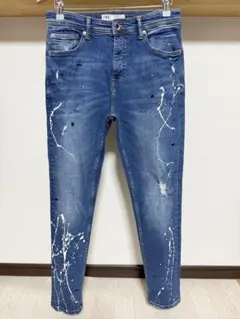春夏用 伸縮性強め ペイント ZARA MAN ストレッチ スキニー デニム