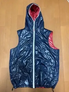 ノースリーブ リバーシブルダウン 赤紺ダウンベスト ドローコードあり y2k