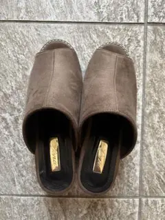 サンダルブラウン オープントゥ　約8cmヒール