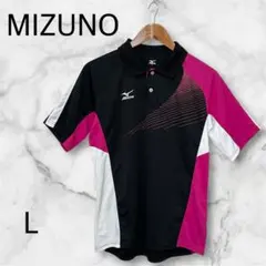 MIZUNO ミズノ ポロシャツ ラケットスポーツウェア【L】黒×白×ピンク