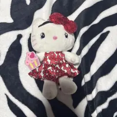 ハローキティ 赤い花柄ドレス ぬいぐるみ