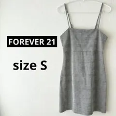 FOREVER21 チェック柄 ミニワンピース ノースリーブ グレー タイト