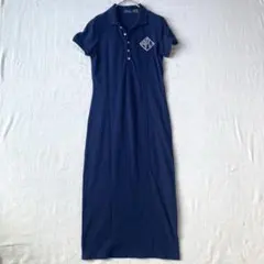 ポロラルフローレン ポロ　ピケ　ドレス　ビーズ刺繍　ポロシャツワンピース　M