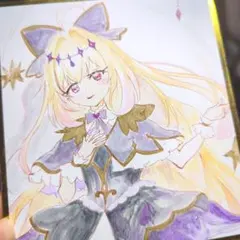 キュアアルカナ・シャドウ ファンアート 色紙 イラスト モノクロ 原画