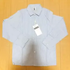 新品・未使用 OCHENTA 長袖シャツ 140cm 青と白ストライプ